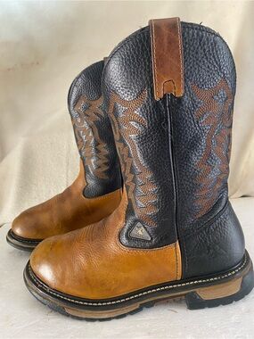 Rocky Brown and Black Leather Western Work Boots size 9-M